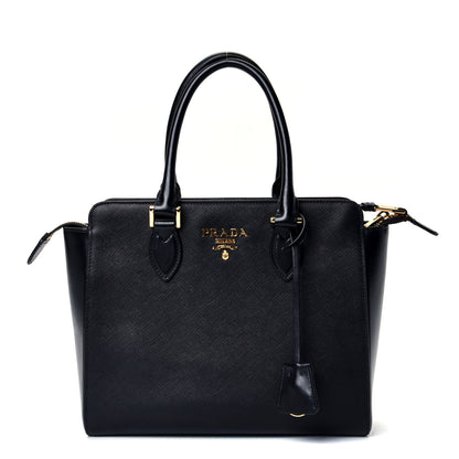 Prada Saffiano Soft Calfskin Small Zippered Tote Black 1 of 4