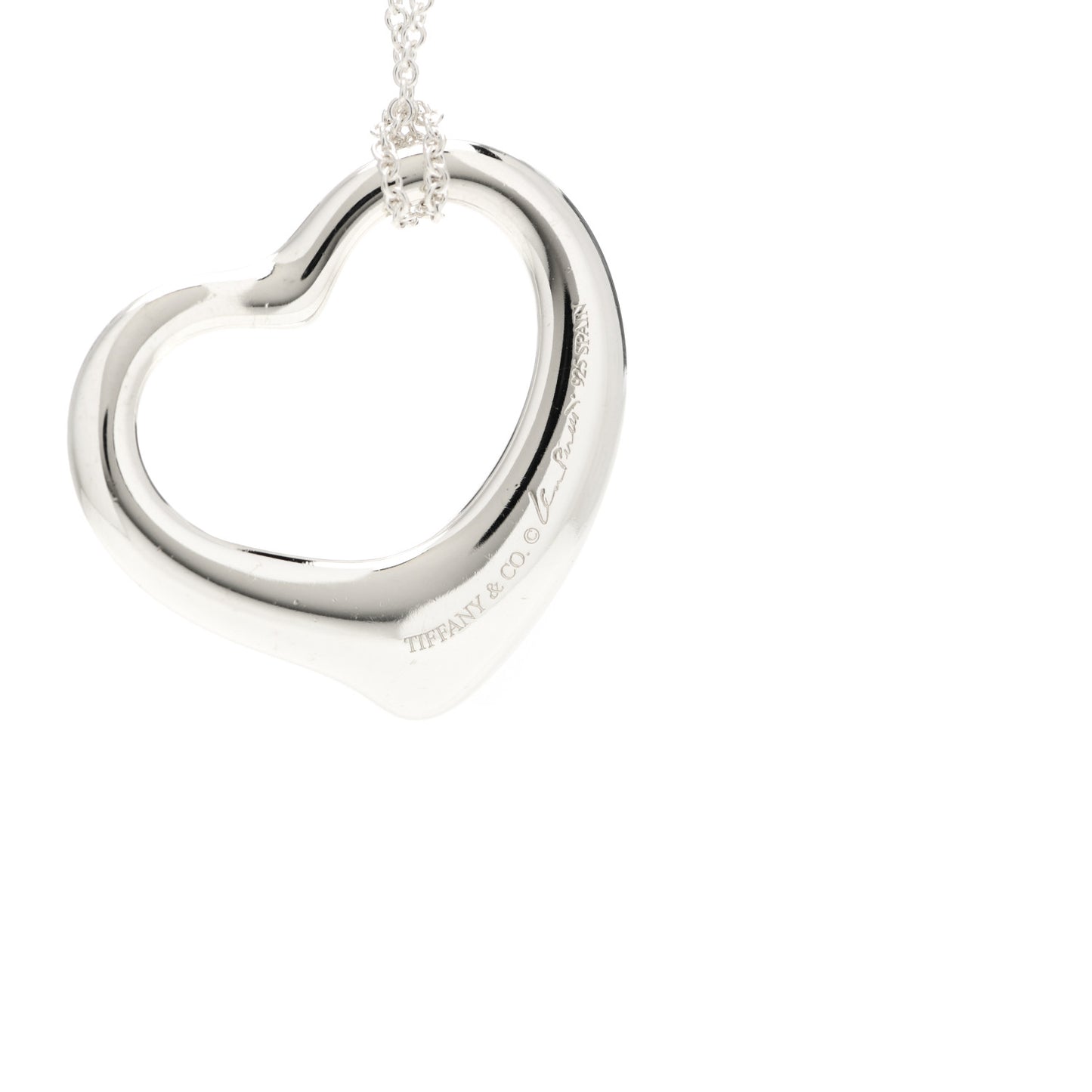 Sterling Silver 36mm Elsa Peretti Open Heart Pendant Necklace