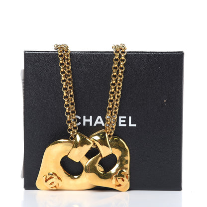 Chanel CC Double Heart Chain Pendant Necklace Gold 6 of 6