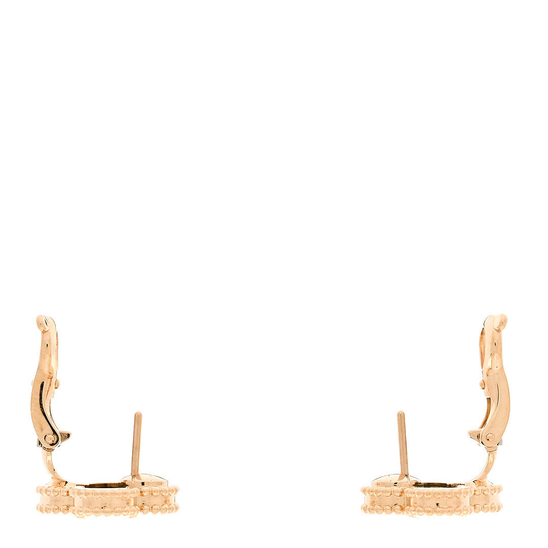 Van Cleef & Arpels 18K Yellow Gold Malachite Vintage Alhambra Earrings 3 of 6