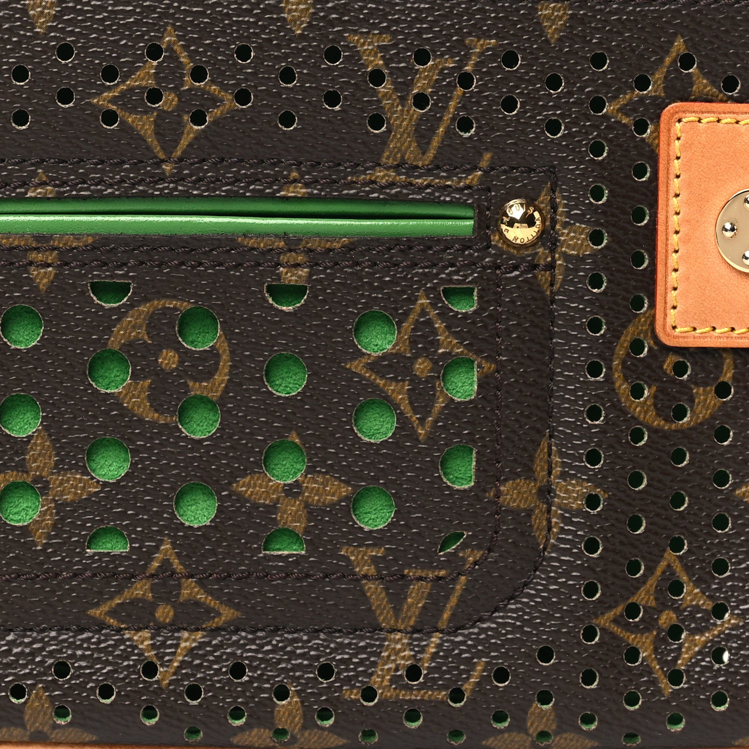 Louis Vuitton Monogram Perforated Pochette Accessories Bag Green 7 of 9