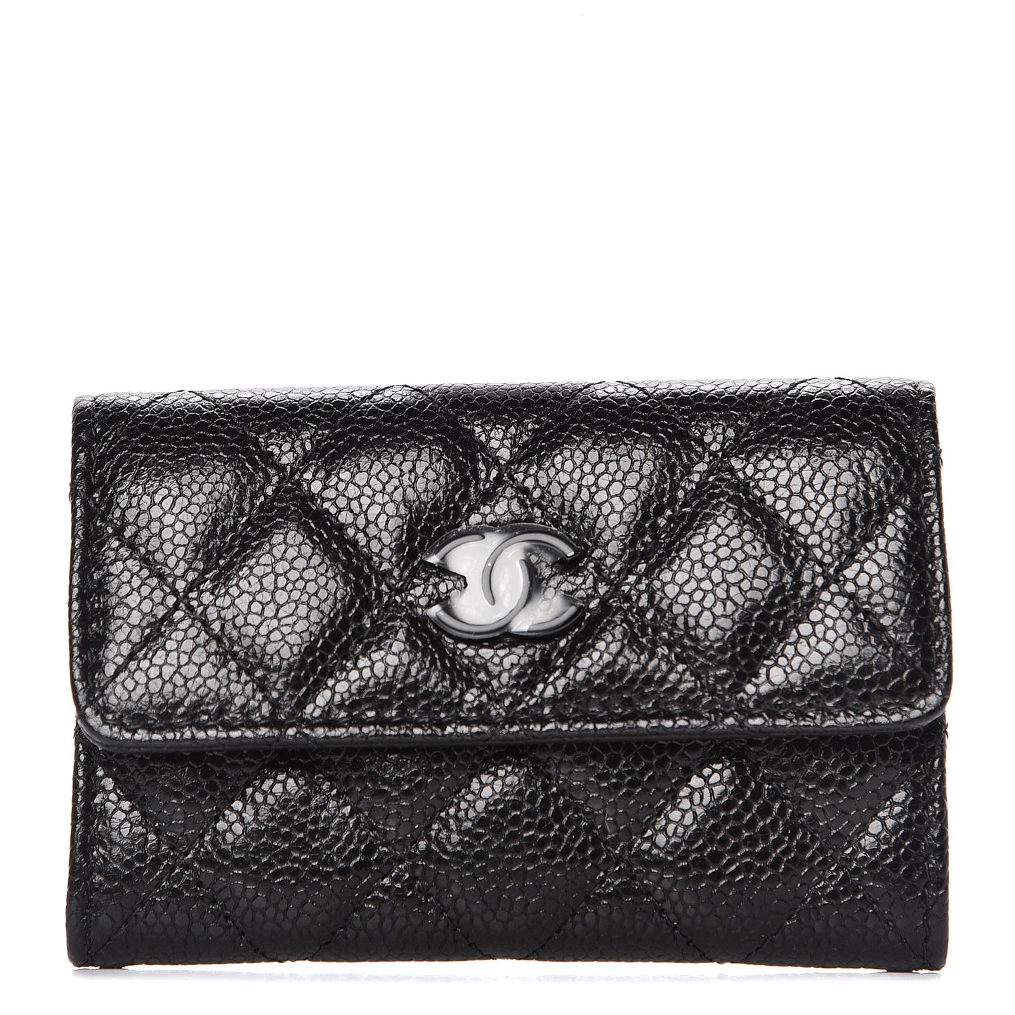 Caviar Quilted Flap Card Holder So Black