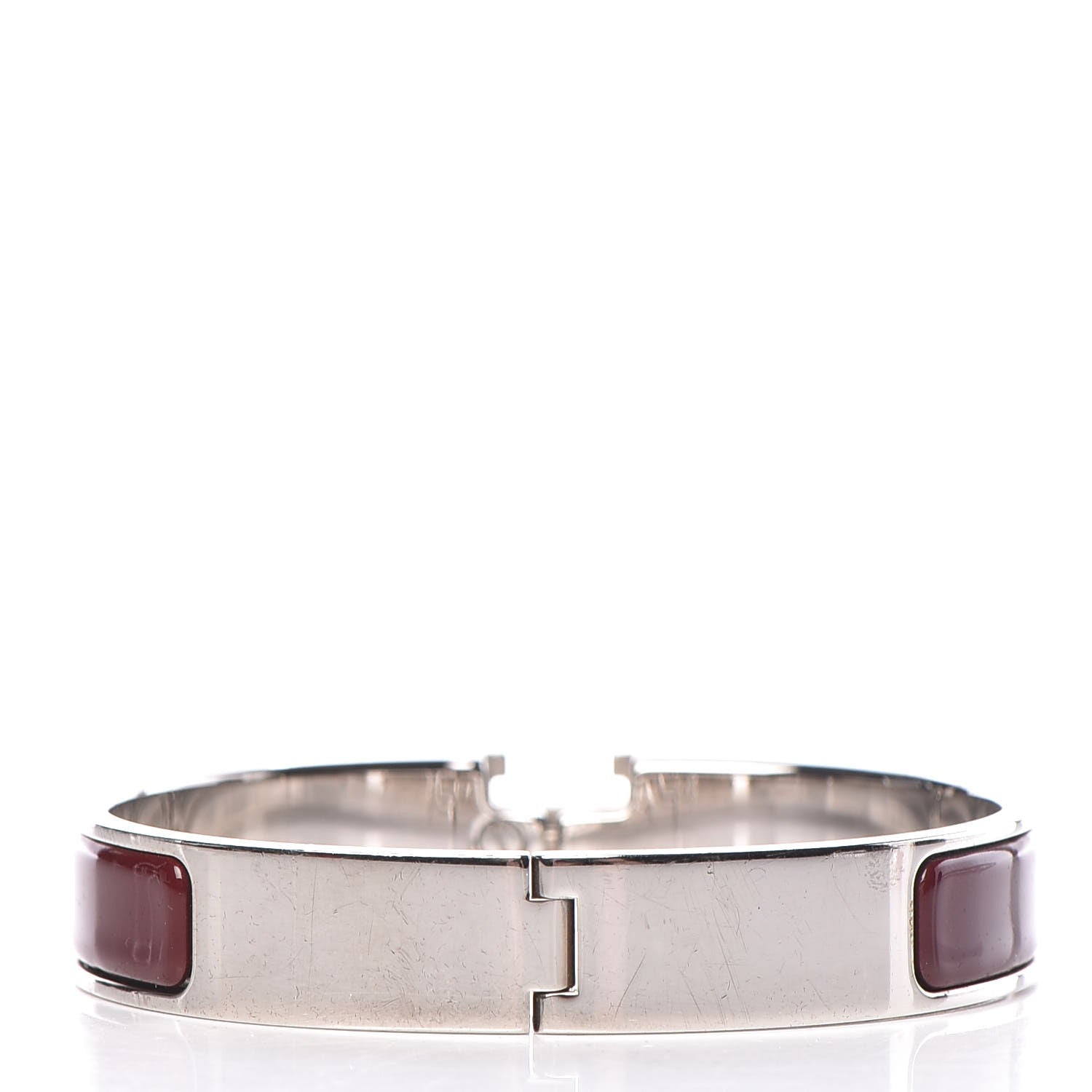 Hermes Enamel Narrow Clic Clac H Bracelet PM Burgundy 3 of 4