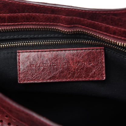 Balenciaga Agneau Laser Cut Cross Classic Gold Hardware City Rouge Lie De Vin 8 of 9