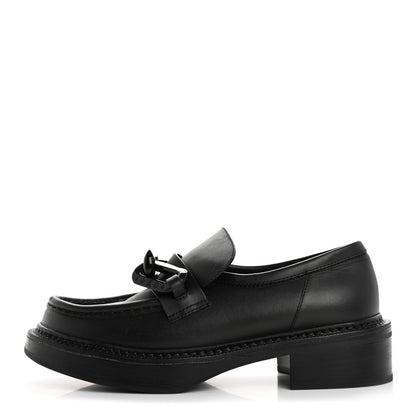 Louis Vuitton Calfskin Oversized Chain Academy Loafers 37.5 Black 1 of 13