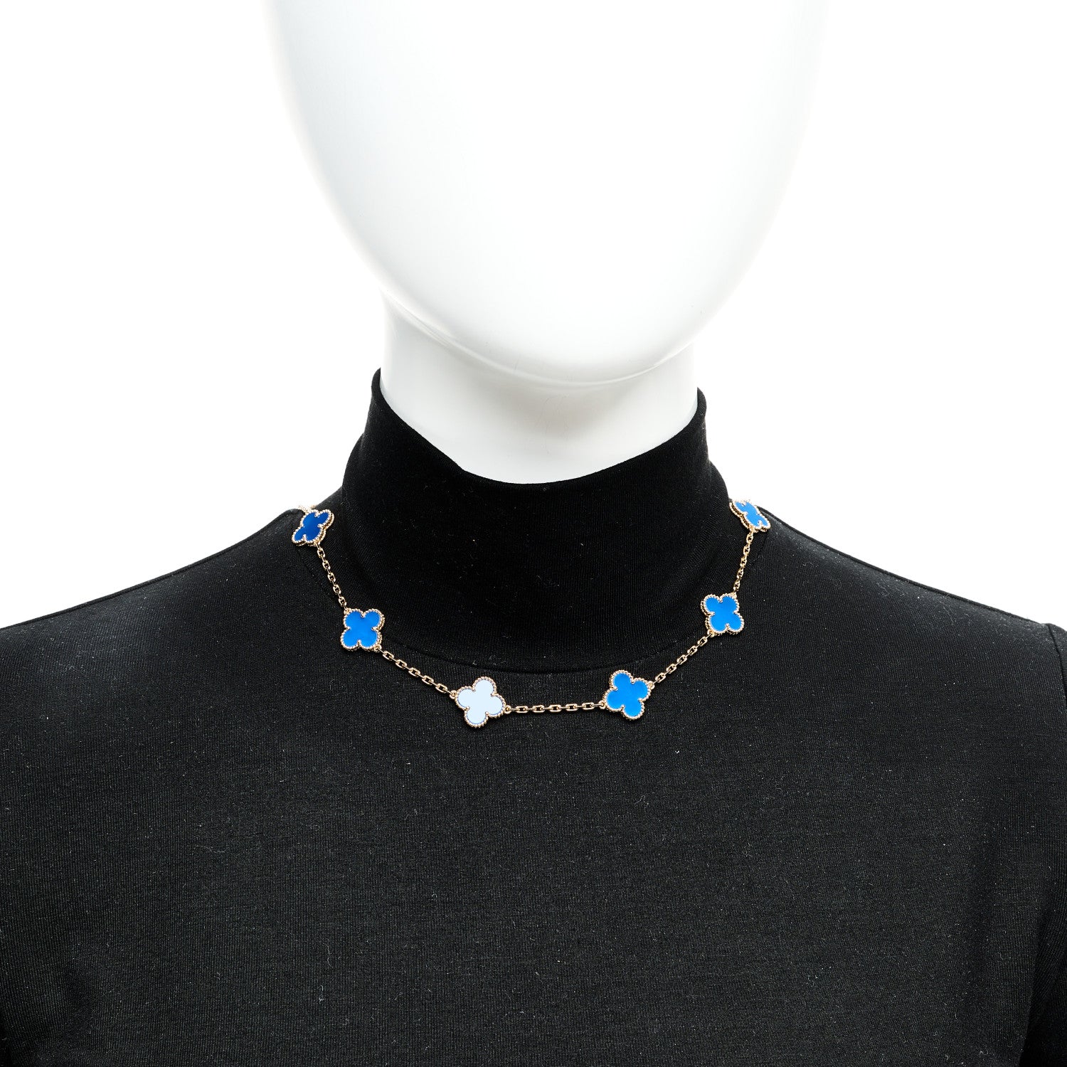 Van Cleef & Arpels 18K Yellow Gold Blue Agate 10 Motifs Vintage