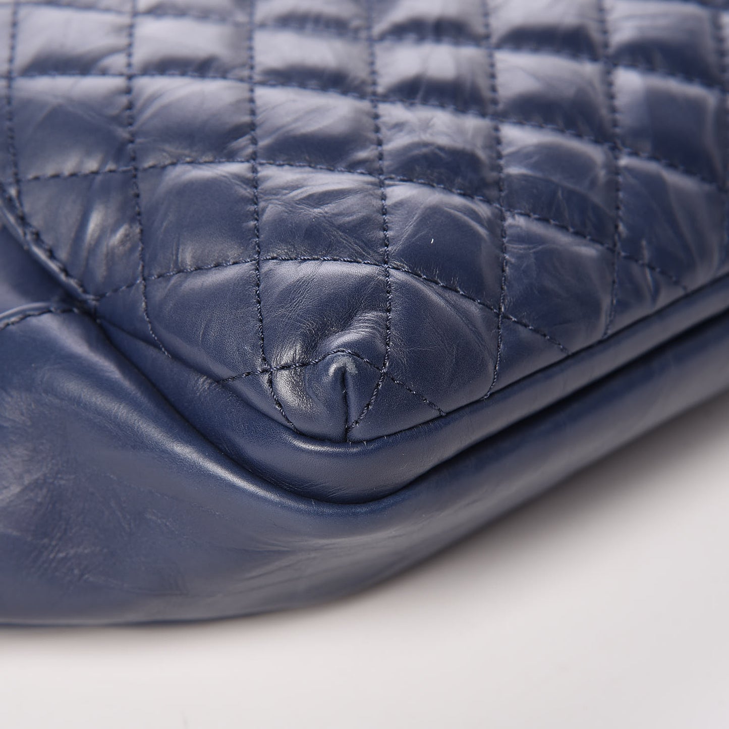 Crumpled Calfskin Quilted Casual Rock Waist Bag Fanny Pack Blue