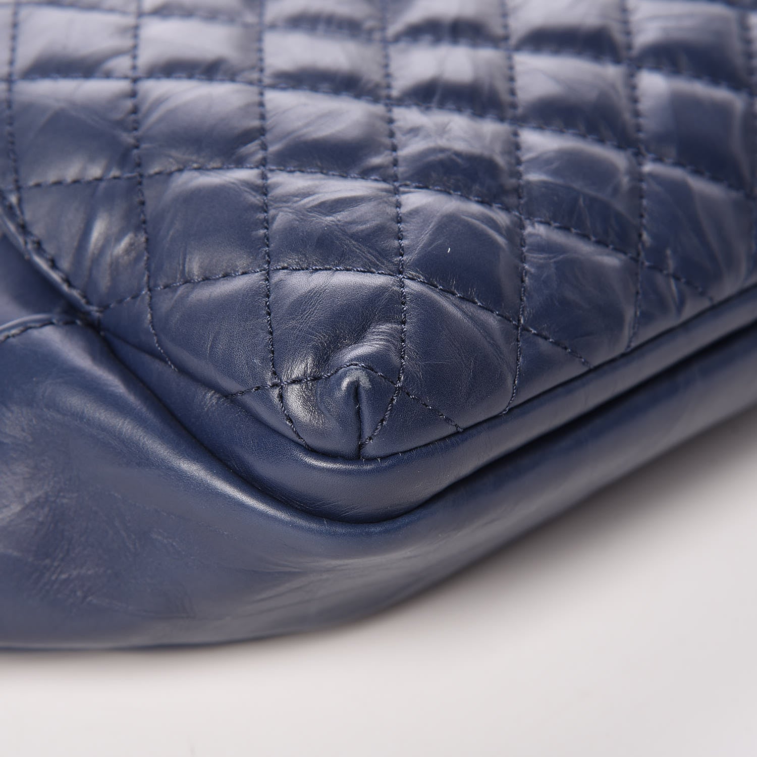 Chanel Crumpled Calfskin Quilted Casual Rock Waist Bag Fanny Pack Blue 8 of 12