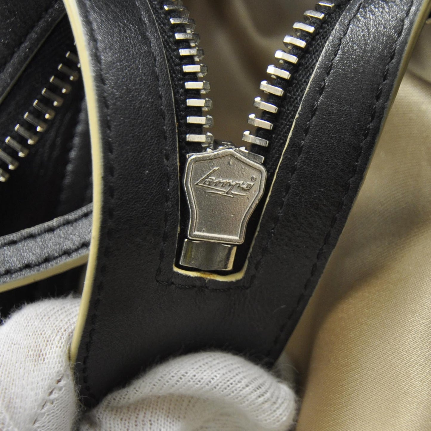 Lambskin Edgy Large Zip Top Tote Black