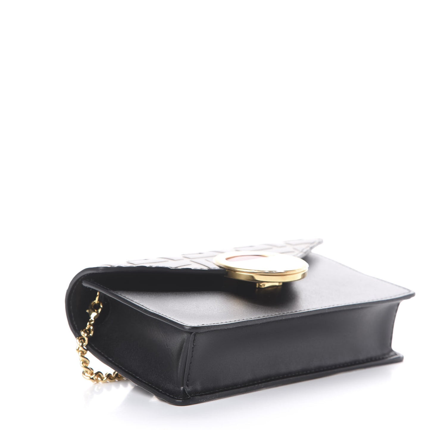 Vitello Liberty F is Fendi Bi-Color FF 1974 Embossed Envelope Belt Bag Maya Black