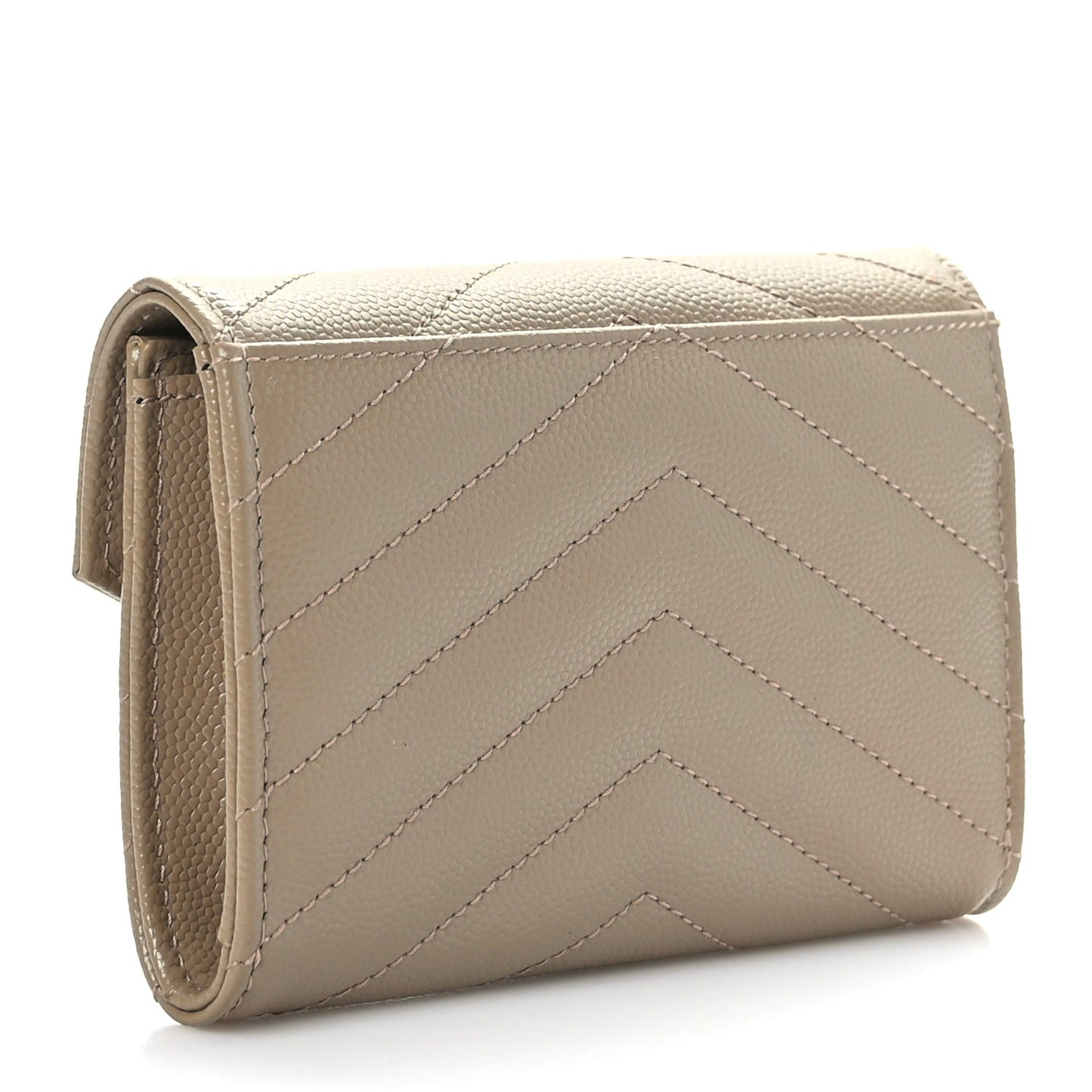 Grain De Poudre Matelasse Chevron Small Monogram Envelope Wallet Dark Beige
