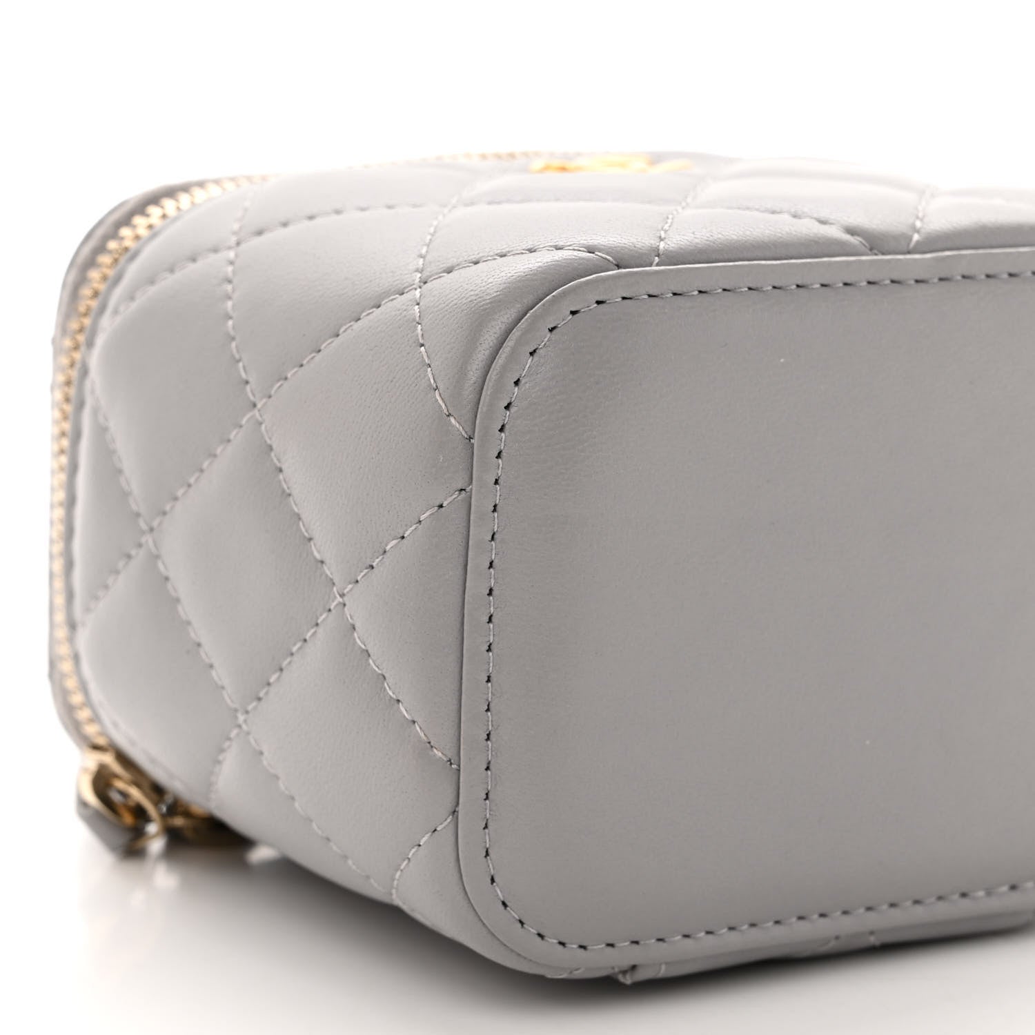 Chanel Lambskin Quilted Pearl Crush Mini Vanity Case With Chain Grey 9 of 10