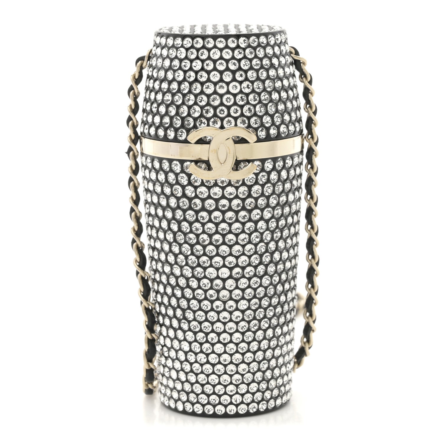 Chanel Metal Resin Lambskin Crystal Lipstick Case Long Necklace On Chain Silver Black Gold 1 of 9