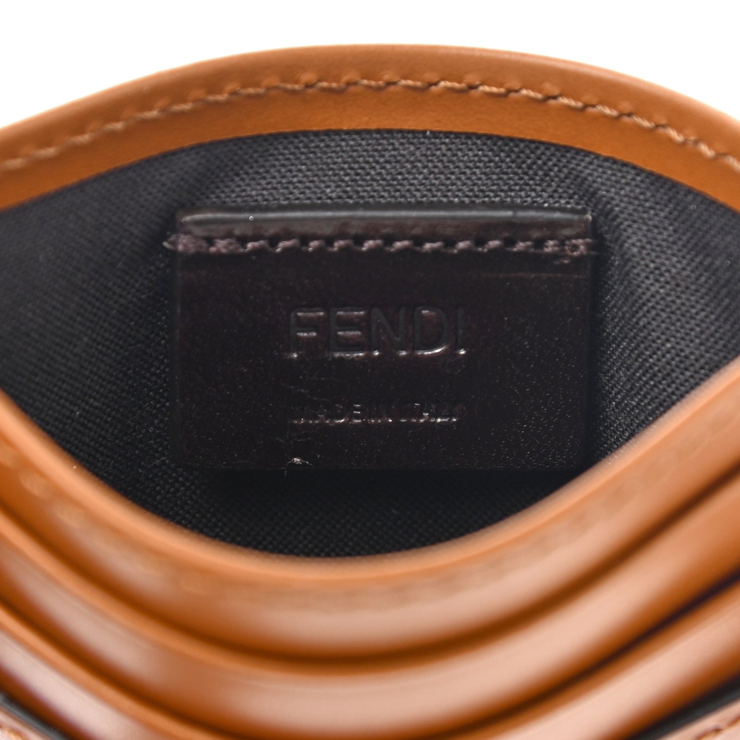 Fendi Vitello King Grace Light Logo Embossed Card Holder Cuoio Ebano 6 of 8