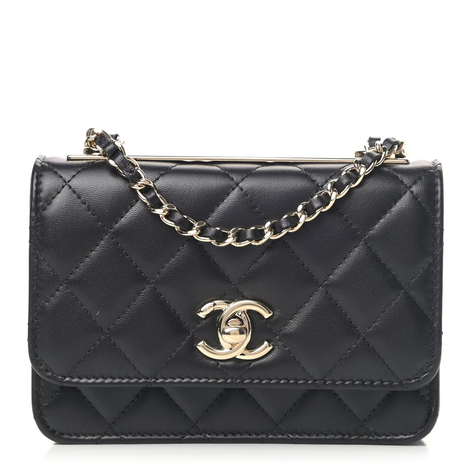 Chanel Lambskin Quilted Mini Trendy CC Wallet On Chain WOC Black 1 of 9