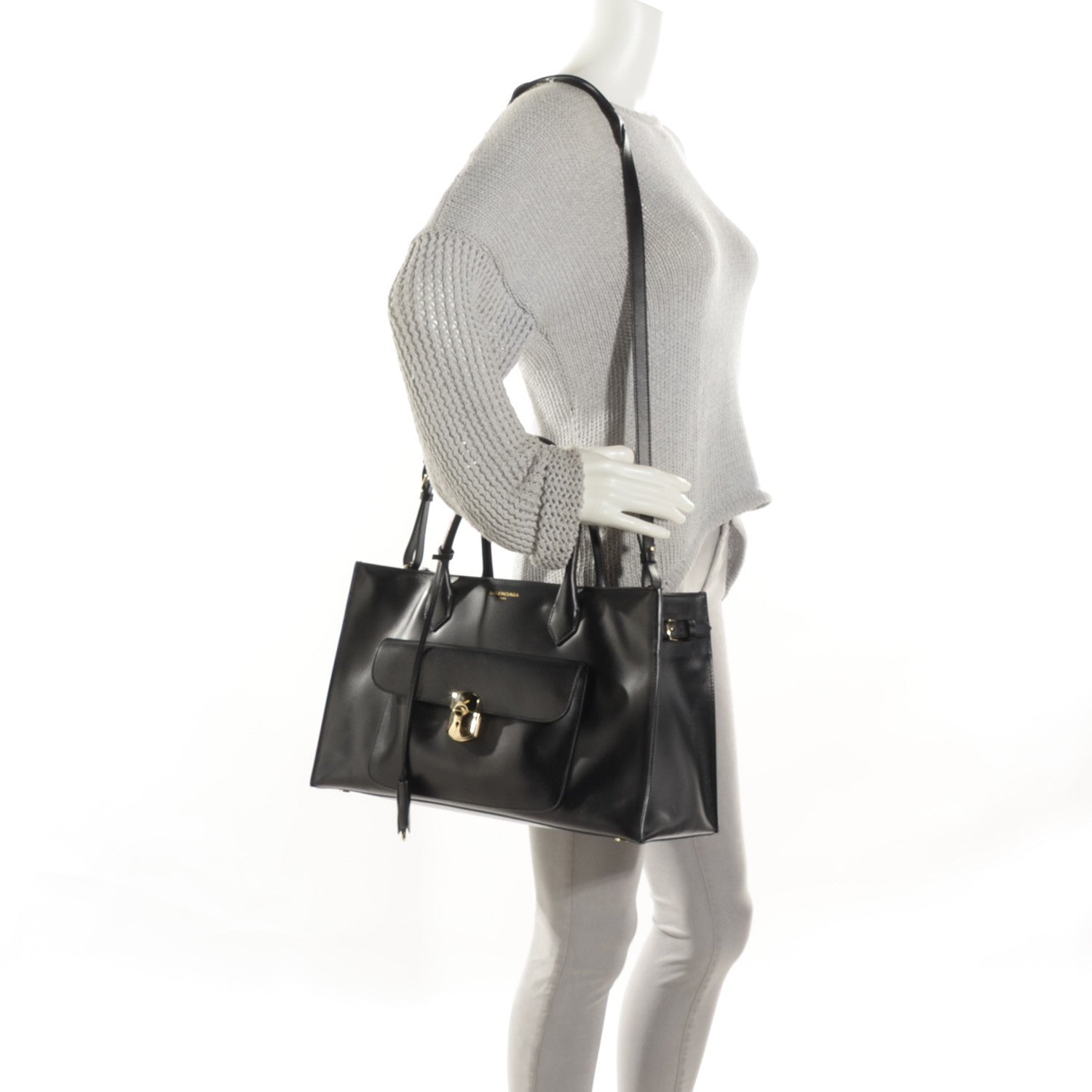 Balenciaga Calfskin Padlock Work S Black 2 of 7