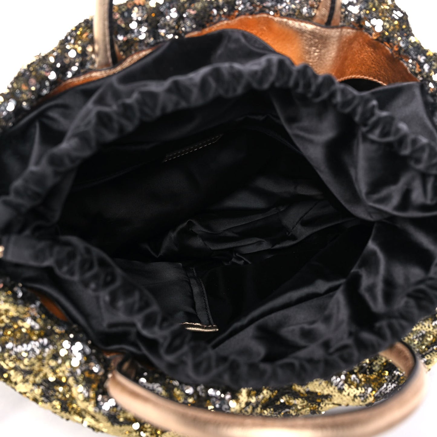Sequin Embellished Drawstring Tote Gold