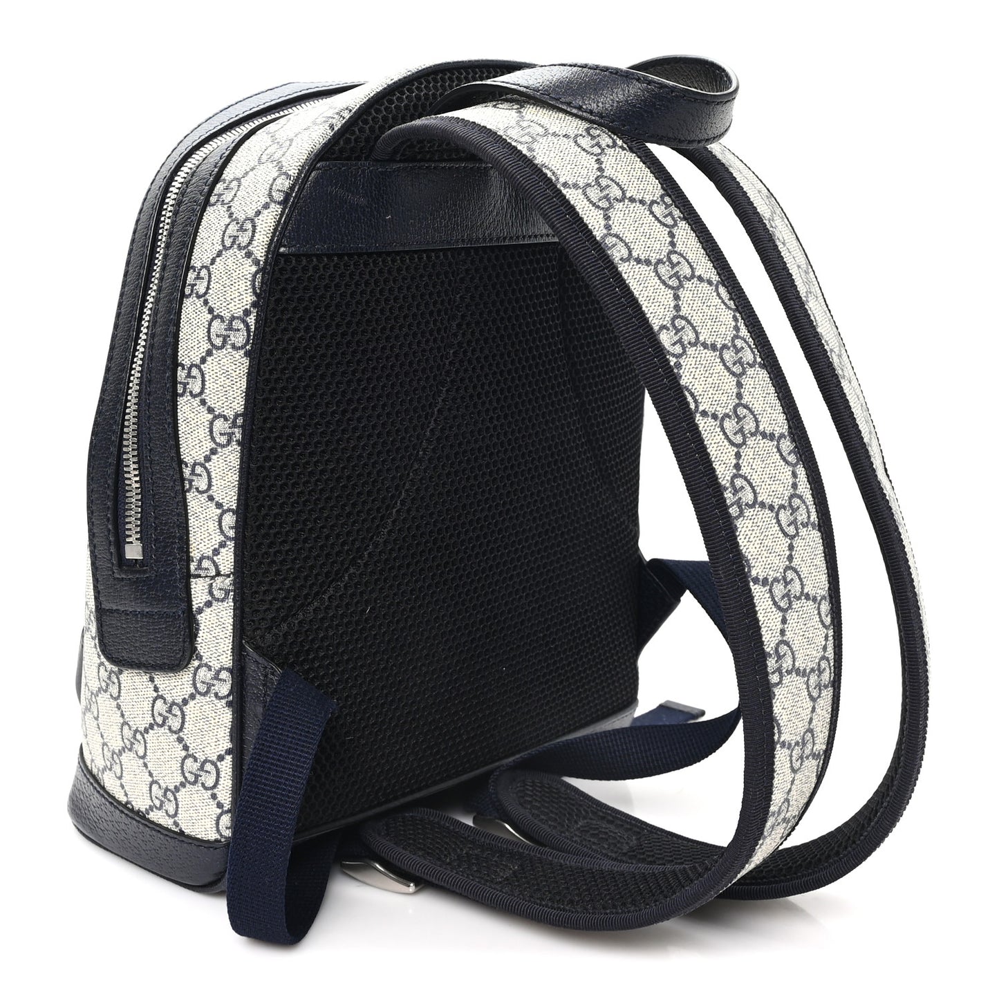 GG Supreme Monogram Textured Dollar Calfskin Web Small Ophidia Day Backpack Beige Blue Black