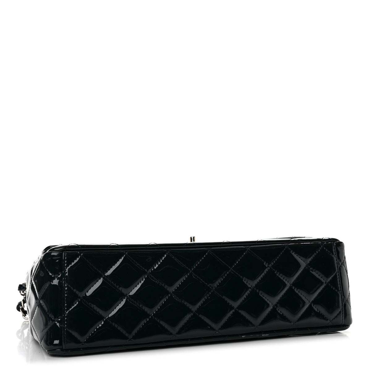 Patent Quilted Maxi Double Flap Navy Blue