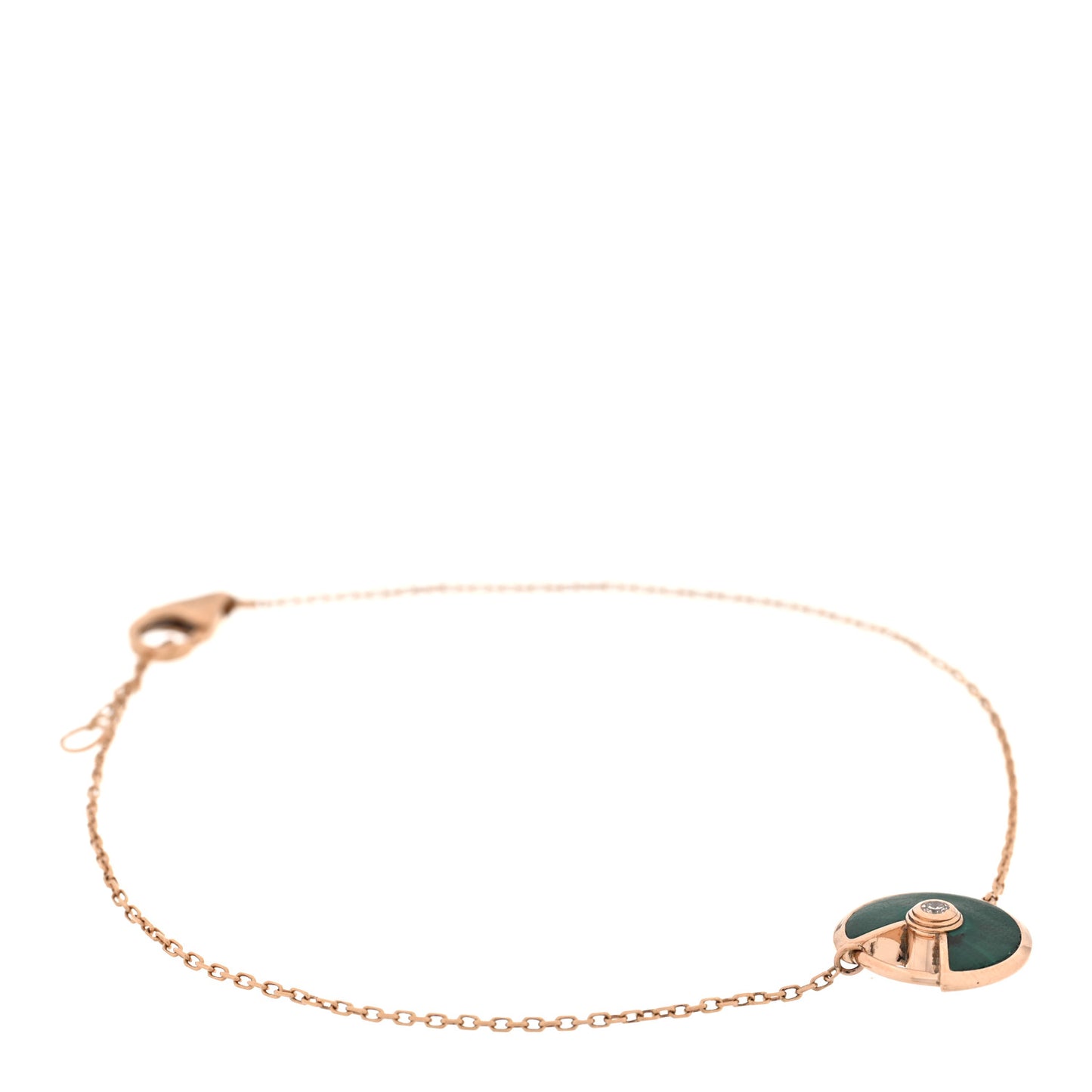 18K Pink Gold Diamond Malachite Amulette de Cartier Bracelet