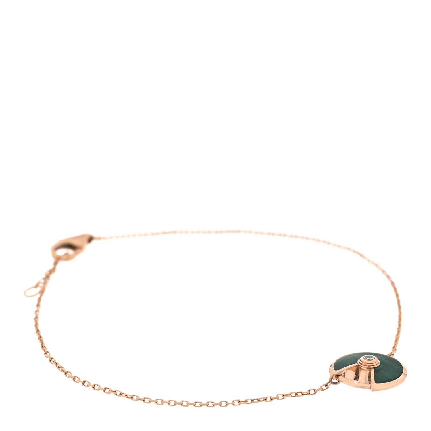 Cartier 18K Pink Gold Diamond Malachite Amulette de Cartier Bracelet 1 of 3