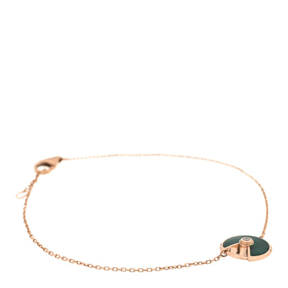 Cartier 18K Pink Gold Diamond Malachite Amulette de Cartier Bracelet 1 of 3