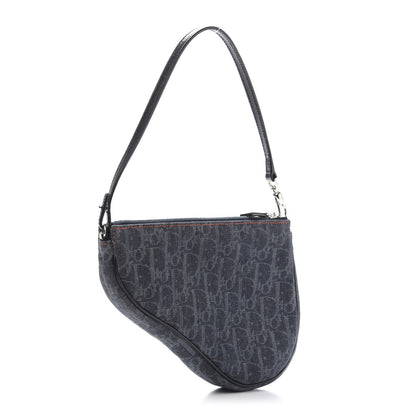 Christian Dior Denim Monogram Mini Saddle Pochette Navy 3 of 10