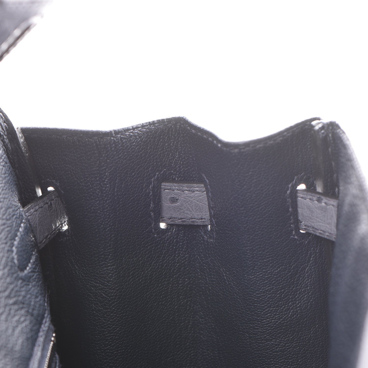 Hermes Ostrich Horseshoe Birkin 25 Gris Agate Bleu Marine 14 of 43