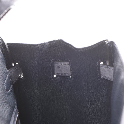 Hermes Ostrich Horseshoe Birkin 25 Gris Agate Bleu Marine 14 of 43