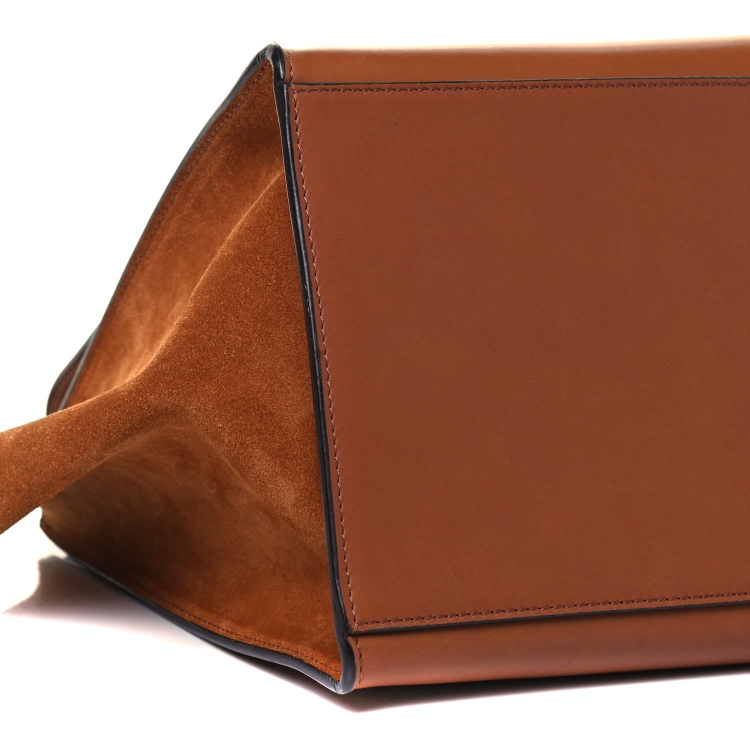 Celine Smooth Calfskin Suede Medium Trapeze Tan 8 of 9