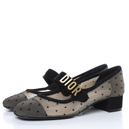 Christian Dior Mesh Plumetis Suede Baby-D Ballet Pumps 35.5 Black 3 of 10