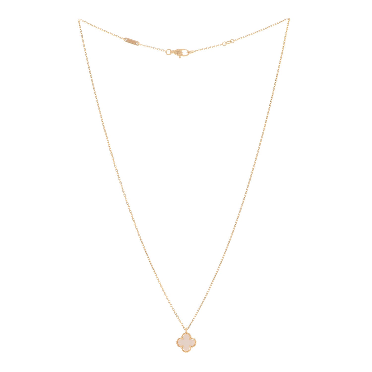 Van Cleef & Arpels 18K Yellow Gold Mother of Pearl Sweet Alhambra Pendant Necklace 3 of 6