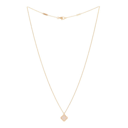 Van Cleef & Arpels 18K Yellow Gold Mother of Pearl Sweet Alhambra Pendant Necklace 3 of 6