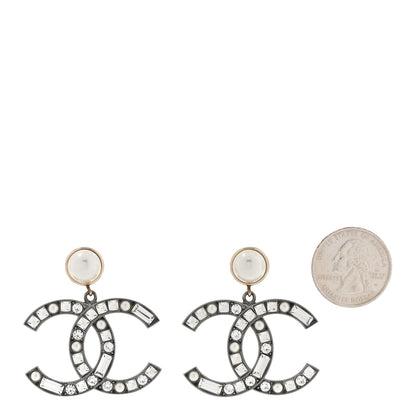 Chanel Crystal CC Drop Earrings Silver 2 of 5