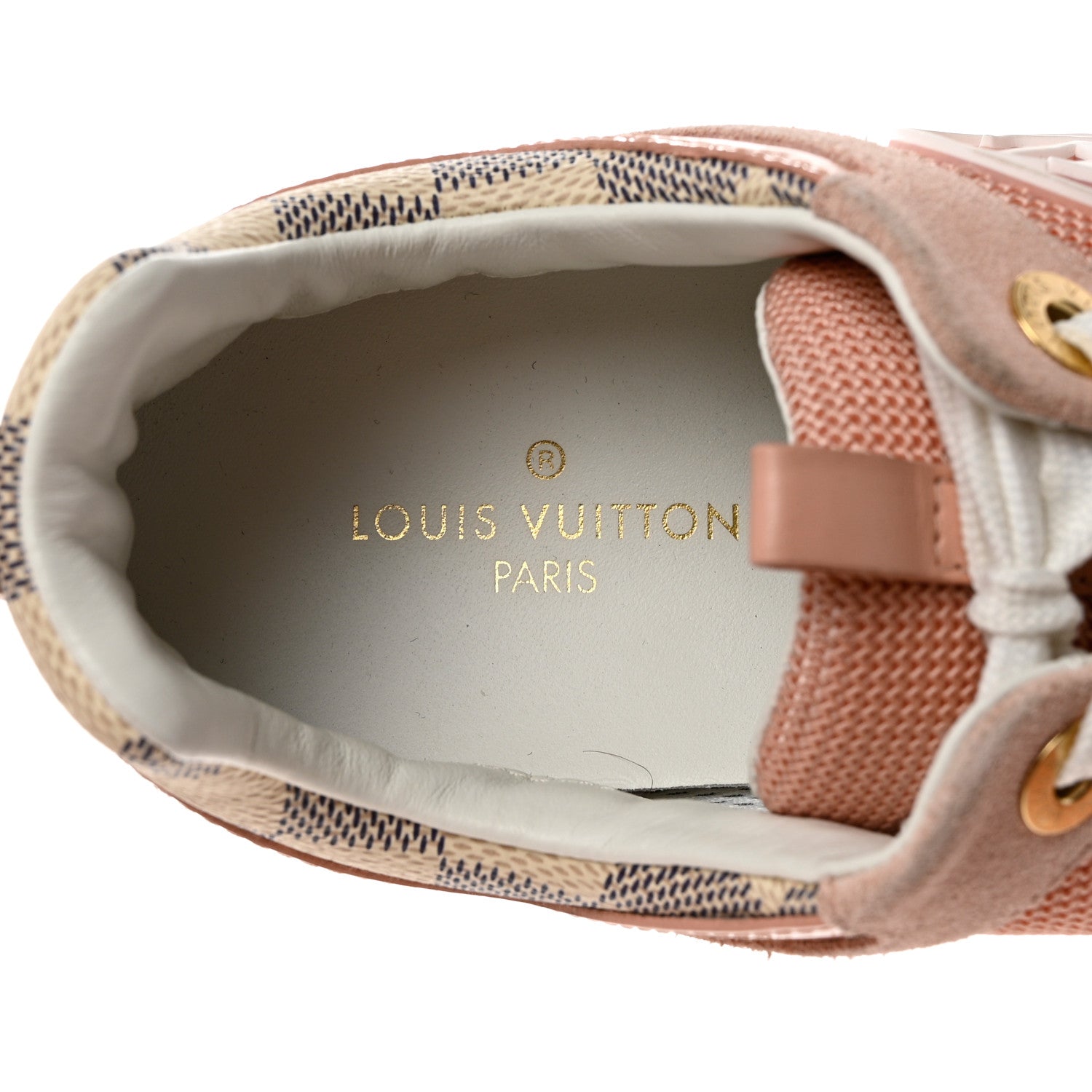 Louis Vuitton Suede Damier Azur Run Away Sneakers 35 Pink 6 of 8