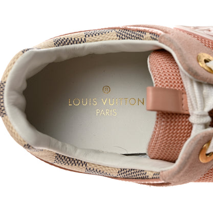 Louis Vuitton Suede Damier Azur Run Away Sneakers 35 Pink 6 of 8