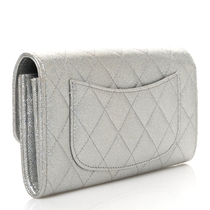 Chanel Glittered Metallic Caviar Quilted Large Flap Wallet Silver 3 of 8