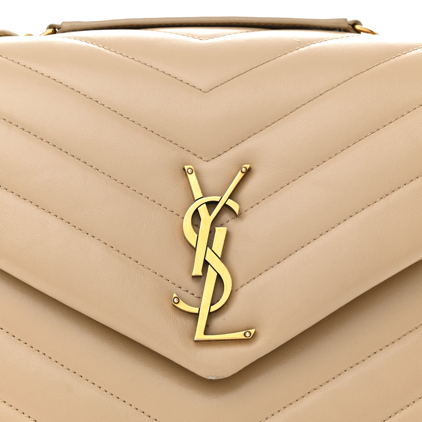 Calfskin Y Quilted Monogram Medium Loulou Chain Satchel Dark Beige