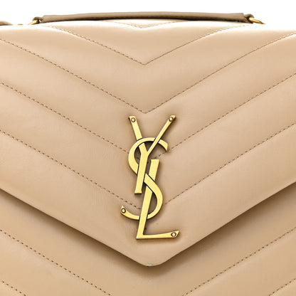 Saint Laurent Calfskin Y Quilted Monogram Medium Loulou Chain Satchel Dark Beige 8 of 17