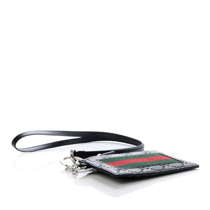 Gucci Guccissima Web Lanyard Coin Case Card Holder Black 4 of 7