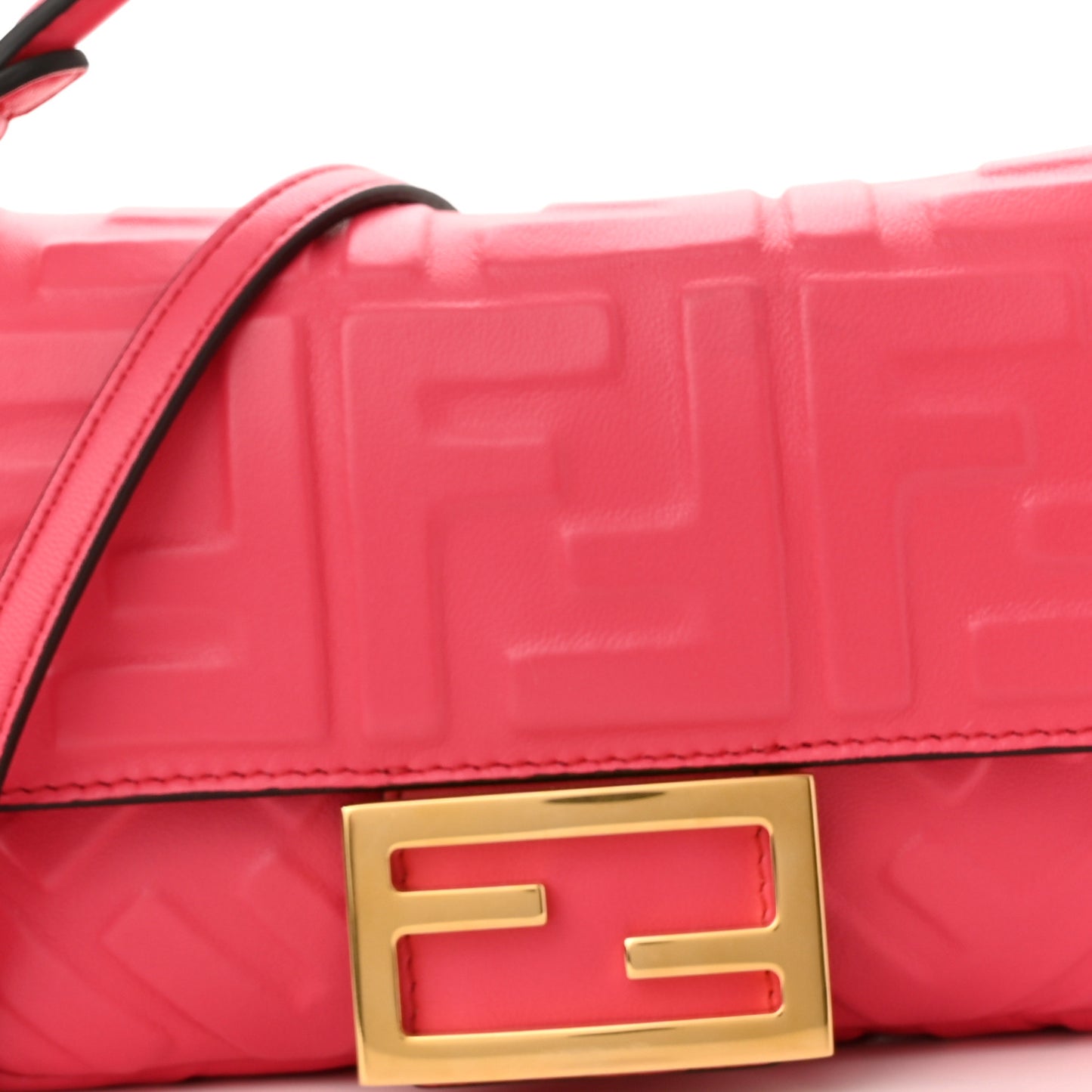 Nappa FF 1974 Embossed Mini Baguette Lampone