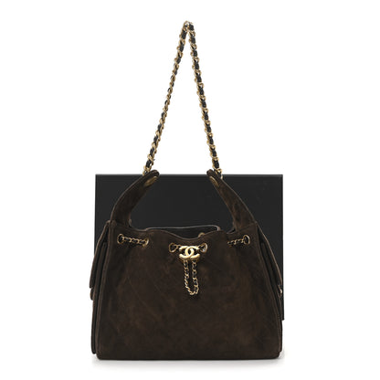 Chanel Suede Quilted Small Chanel 25 Handbag Dark Brown 11 of 11