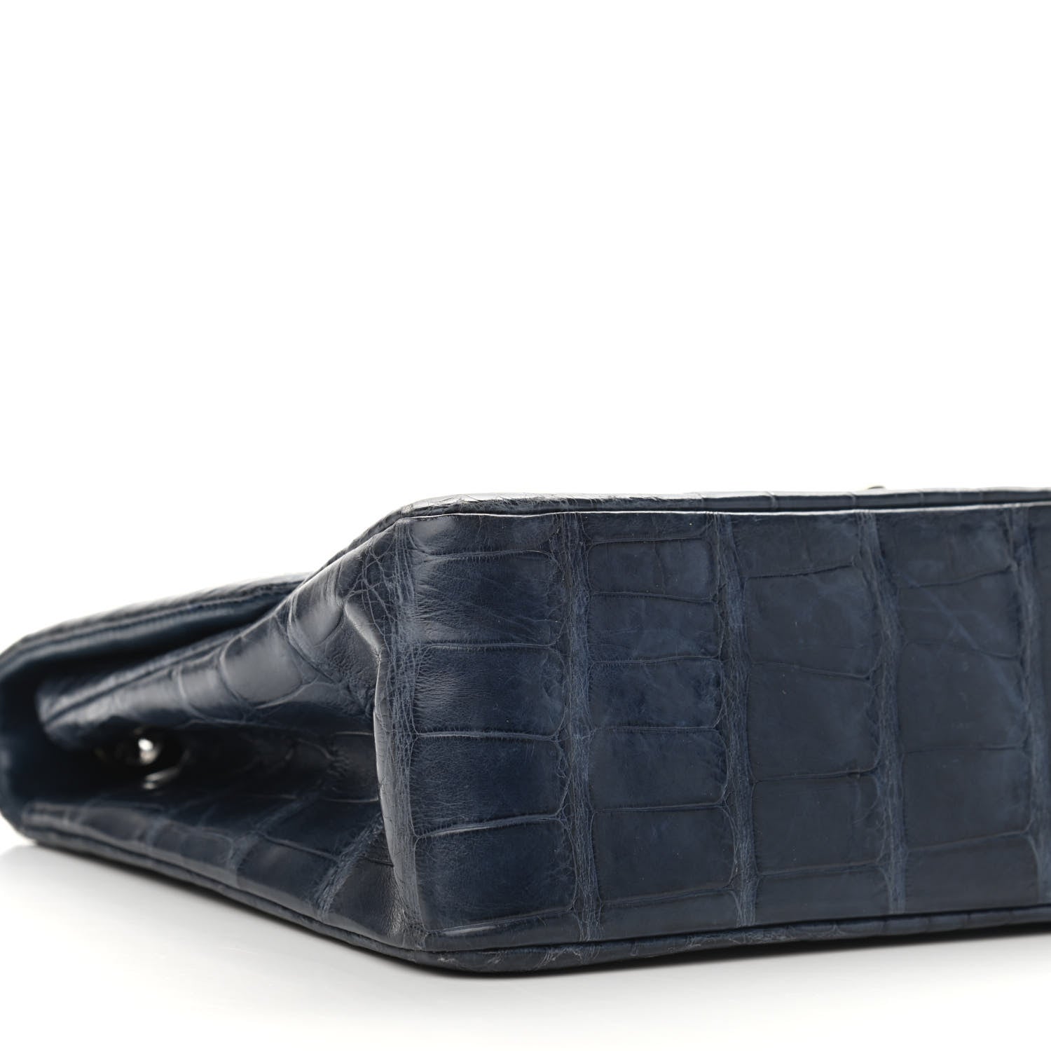 Chanel Matte Alligator Jumbo Single Flap Blue 8 of 12