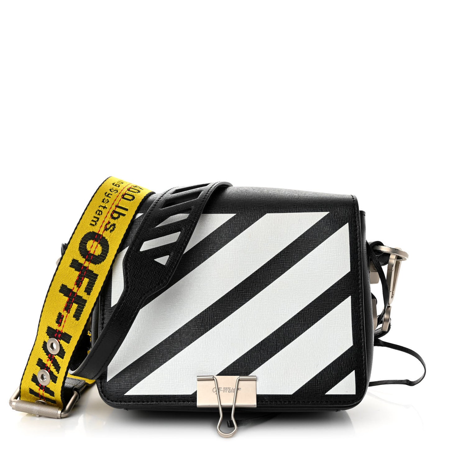 Calfskin Diag Flap Bag Black White