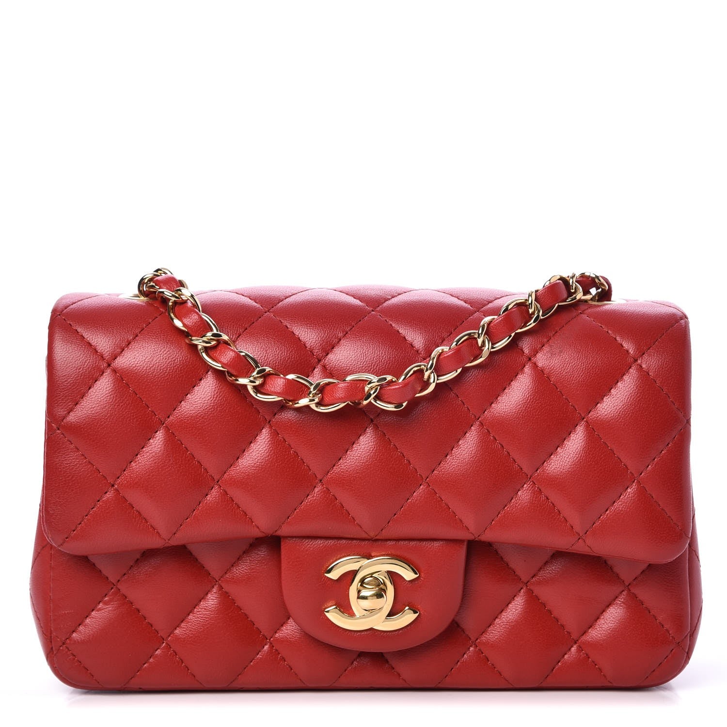 Chanel Lambskin Quilted Mini Rectangular Flap Red 1 of 8