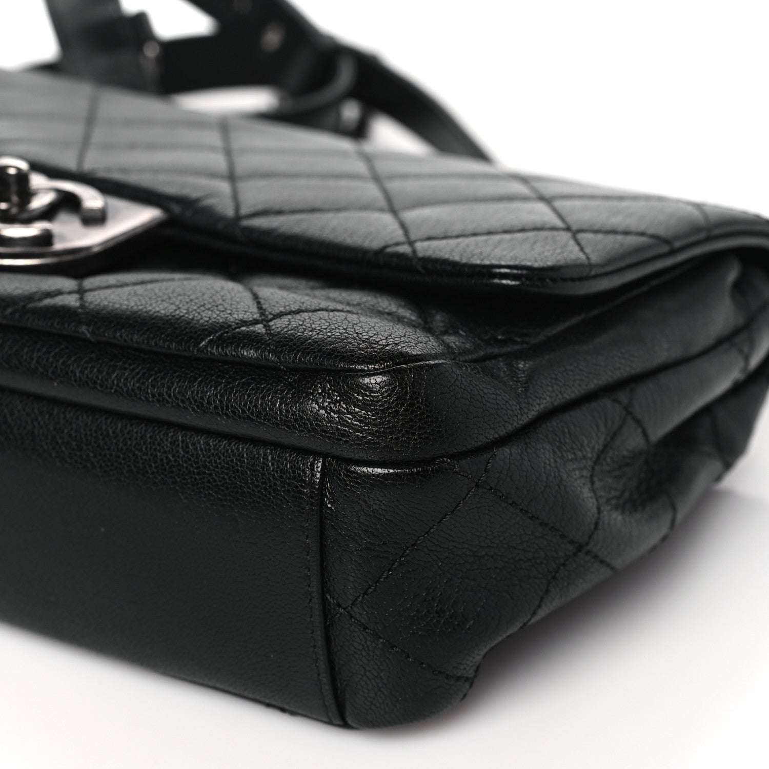 Chanel Shiny Goatskin Quilted Small Double Carry Waist Chain Flap Black 10 of 12