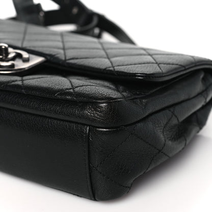 Chanel Shiny Goatskin Quilted Small Double Carry Waist Chain Flap Black 10 of 12
