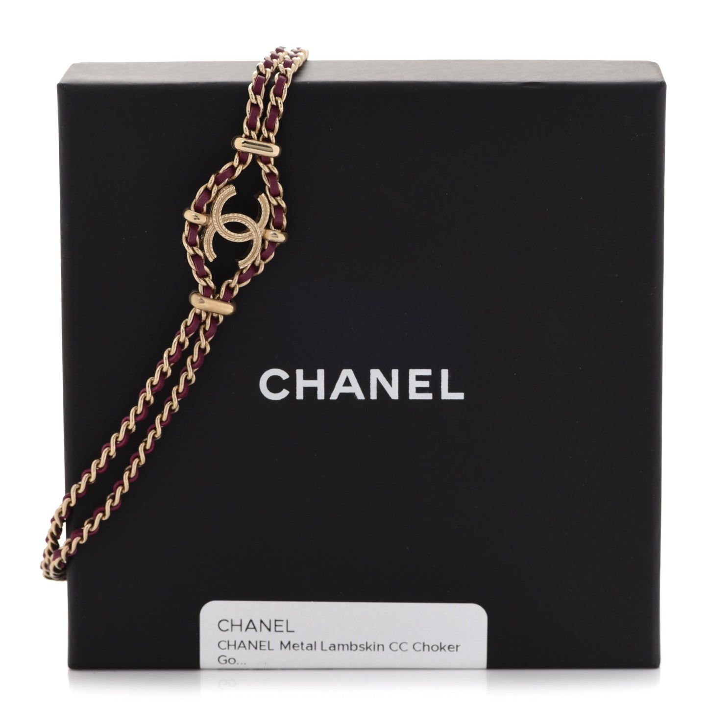Metal Lambskin CC Chain Link Necklace Dark Pink