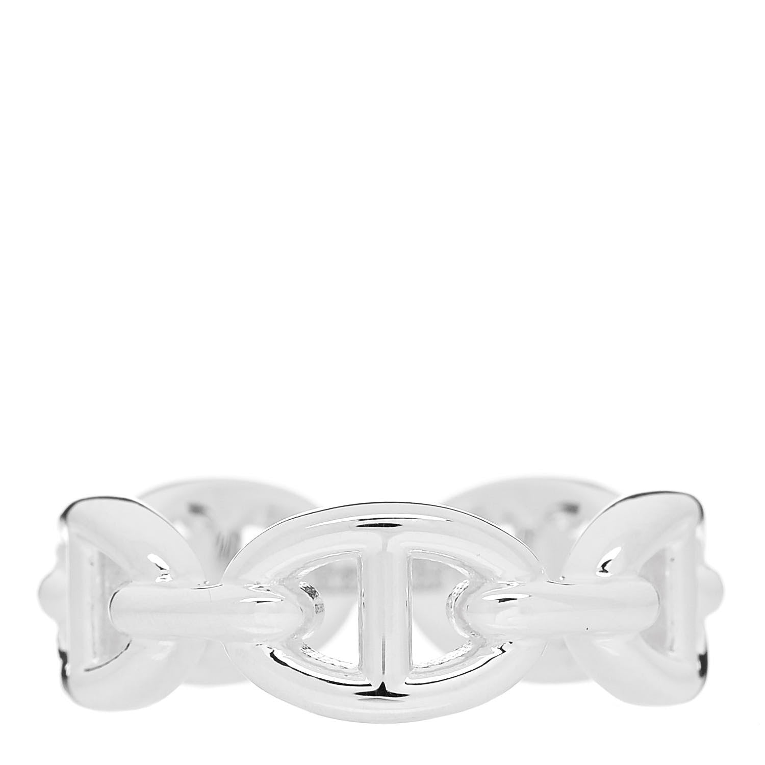 Hermes Sterling Silver PM Chaine d'Ancre Enchainee Band Ring 53 6.5 1 of 9