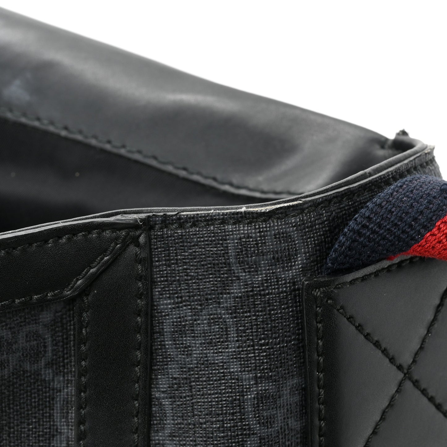 GG Supreme Monogram Web Messenger Diaper Bag Black Grey